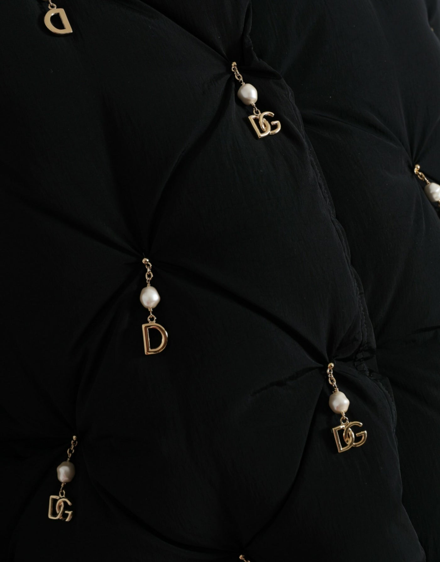 Dolce &amp; Gabbana Zwart Versierd Gewatteerd Shell Bomberjack