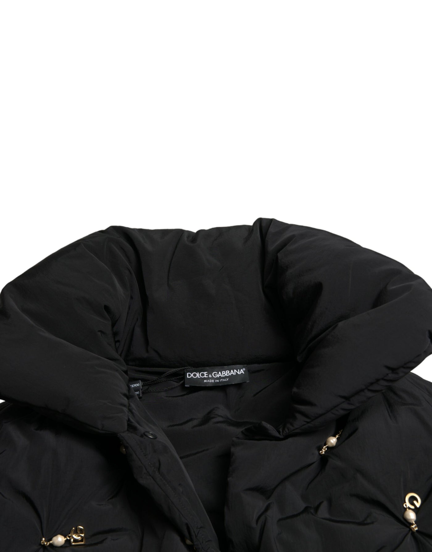 Dolce &amp; Gabbana Zwart Versierd Gewatteerd Shell Bomberjack