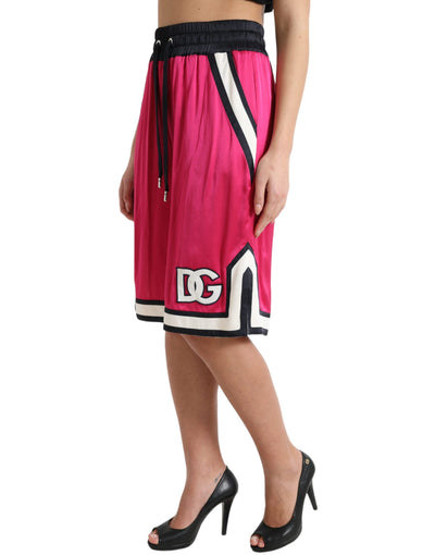 Short taille haute en jersey de viscose rose avec logo Dolce &amp; Gabbana