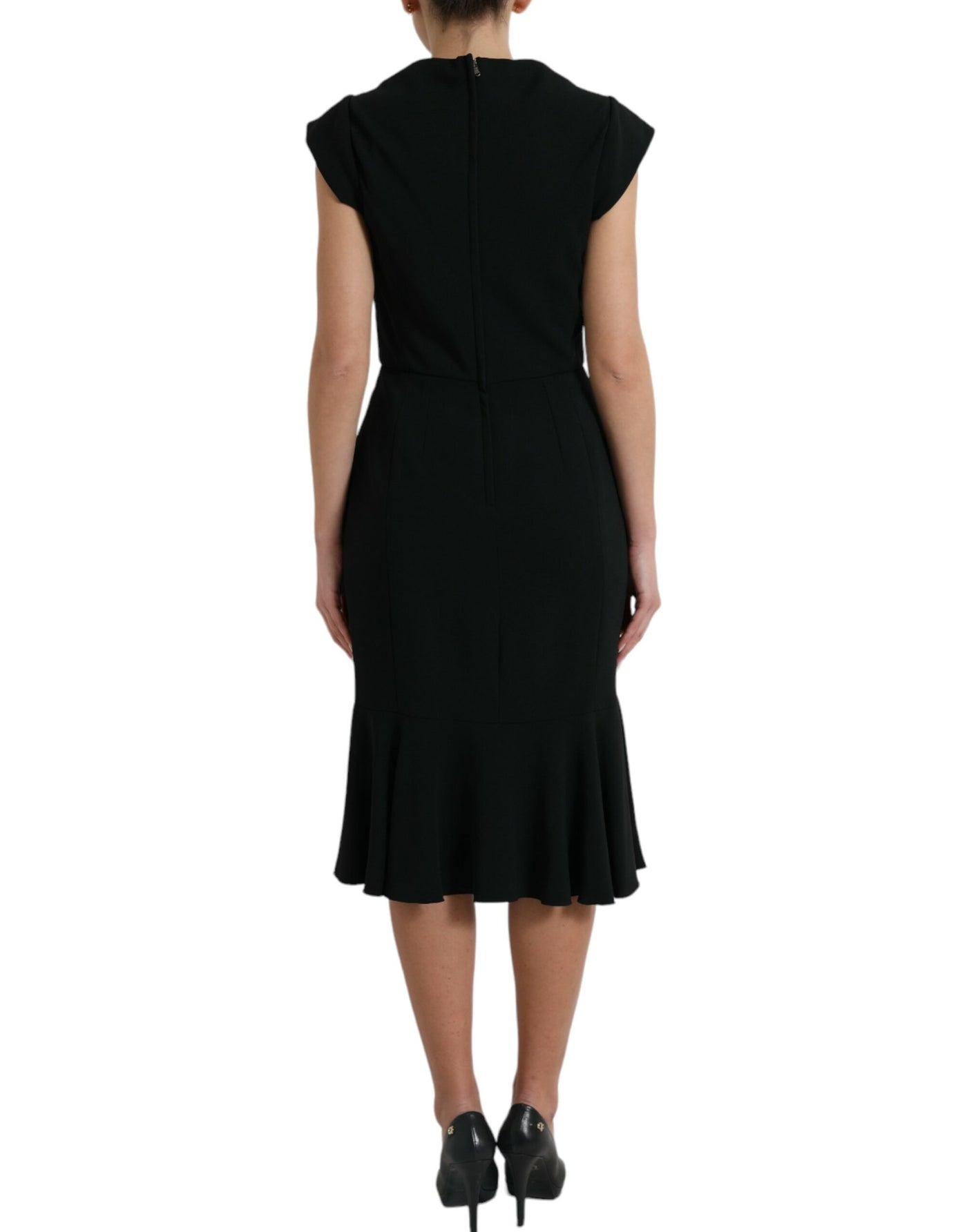Robe sans manches en viscose cady noire Dolce &amp; Gabbana