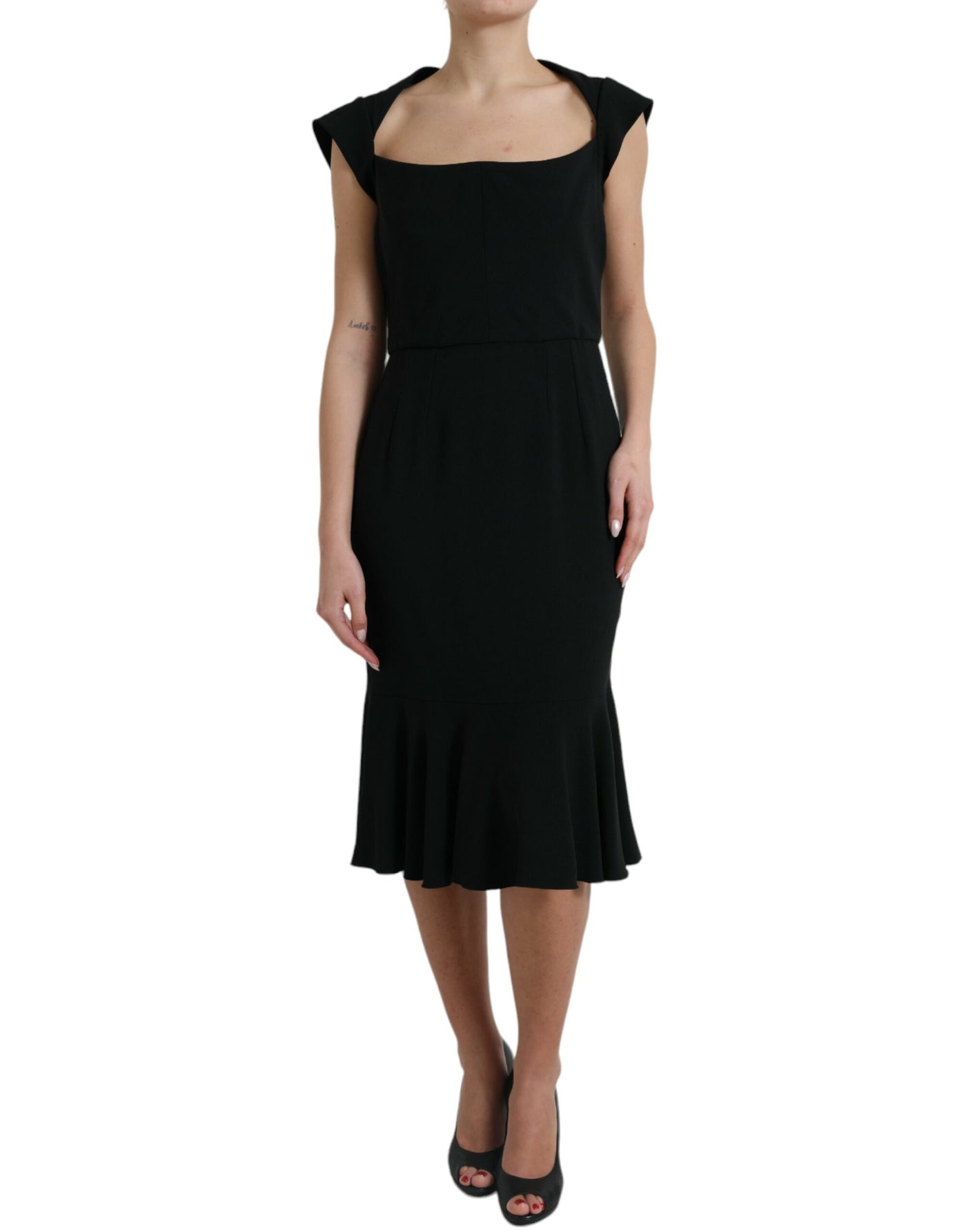 Robe sans manches en viscose cady noire Dolce &amp; Gabbana