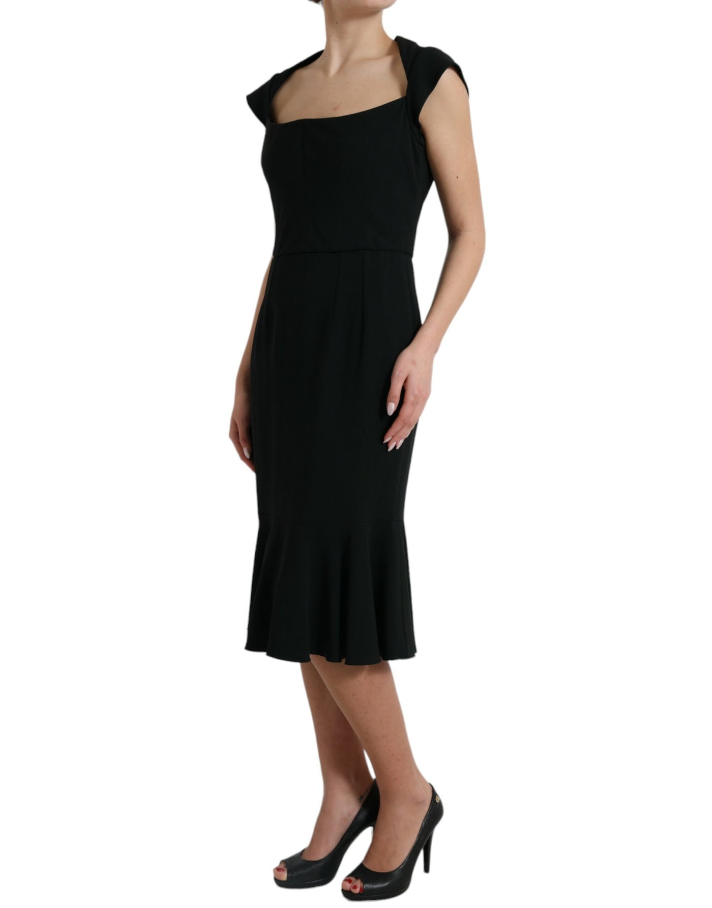 Robe sans manches en viscose cady noire Dolce &amp; Gabbana
