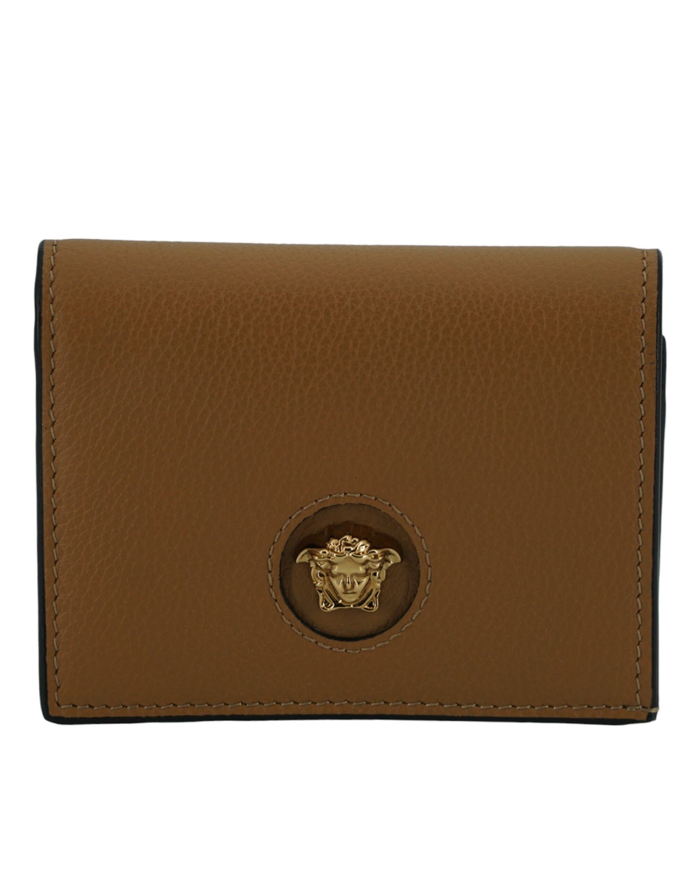Versace Elegante Compacte Leren Portemonnee in Bruin