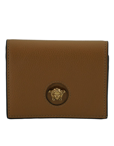 Versace Elegante Compacte Leren Portemonnee in Bruin