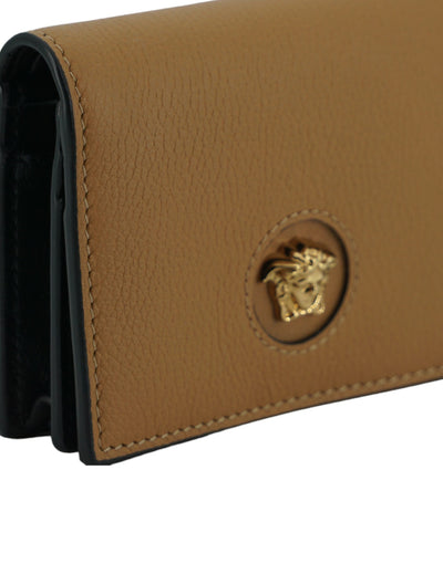 Versace Elegante Compacte Leren Portemonnee in Bruin