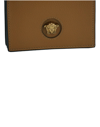 Versace Elegante Compacte Leren Portemonnee in Bruin
