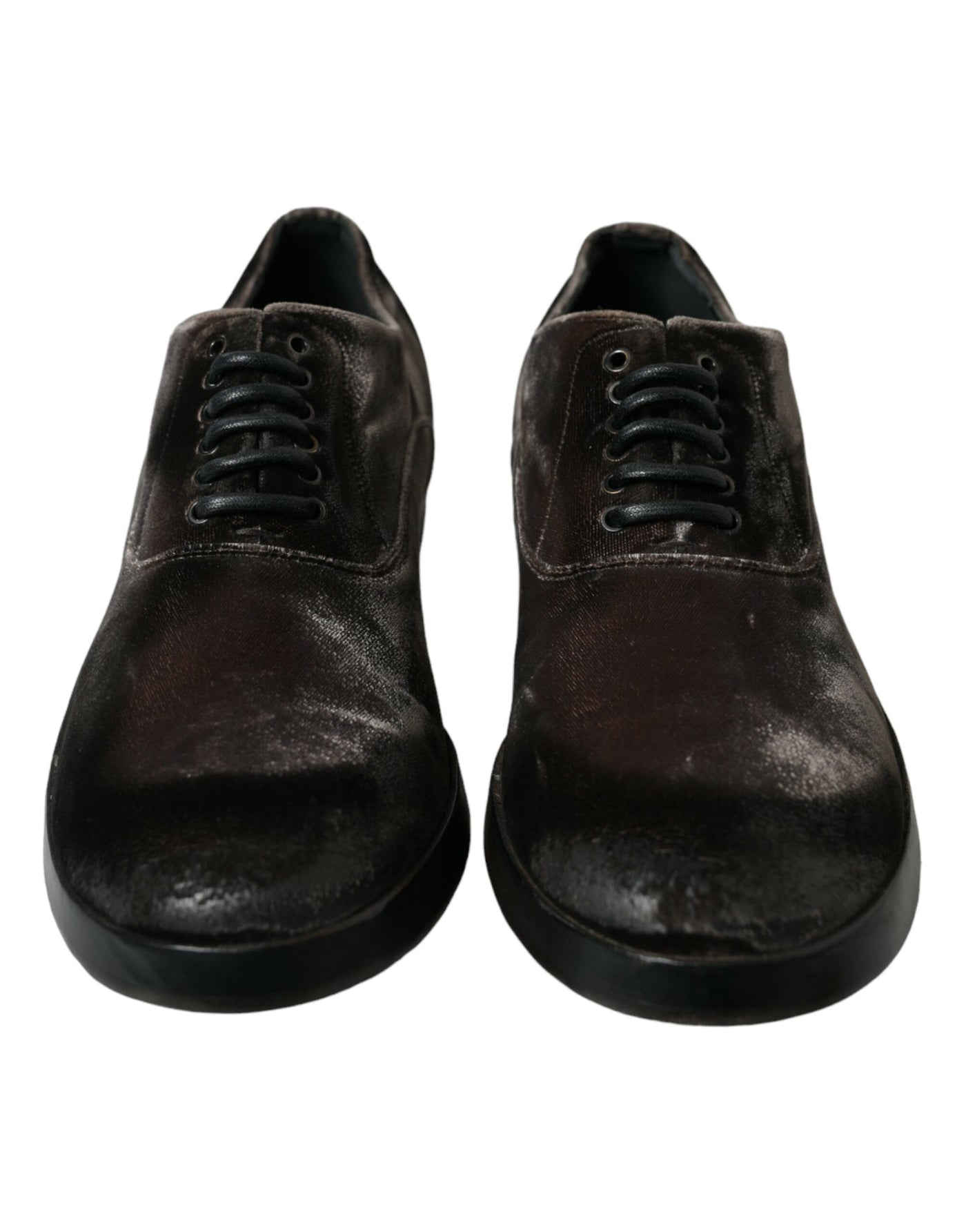 Dolce &amp; Gabbana Bruine Fluwelen Heren Veterschoenen Oxford