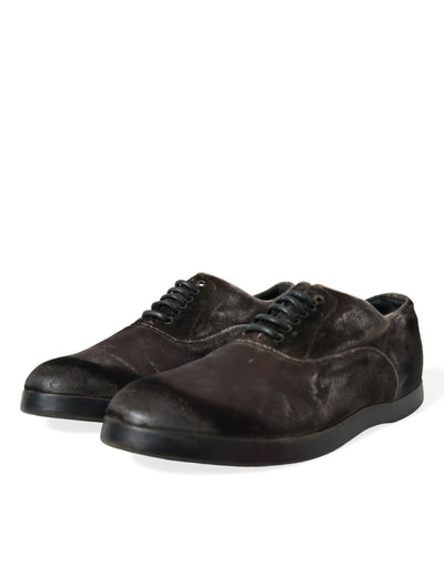 Dolce &amp; Gabbana Bruine Fluwelen Heren Veterschoenen Oxford