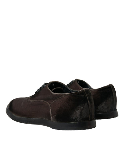 Dolce &amp; Gabbana Bruine Fluwelen Heren Veterschoenen Oxford