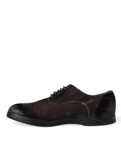 Dolce &amp; Gabbana Bruine Fluwelen Heren Veterschoenen Oxford