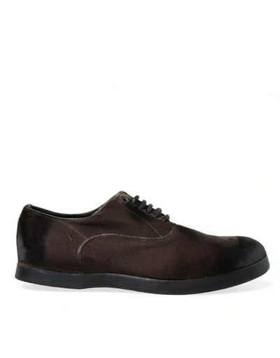 Dolce &amp; Gabbana Bruine Fluwelen Heren Veterschoenen Oxford