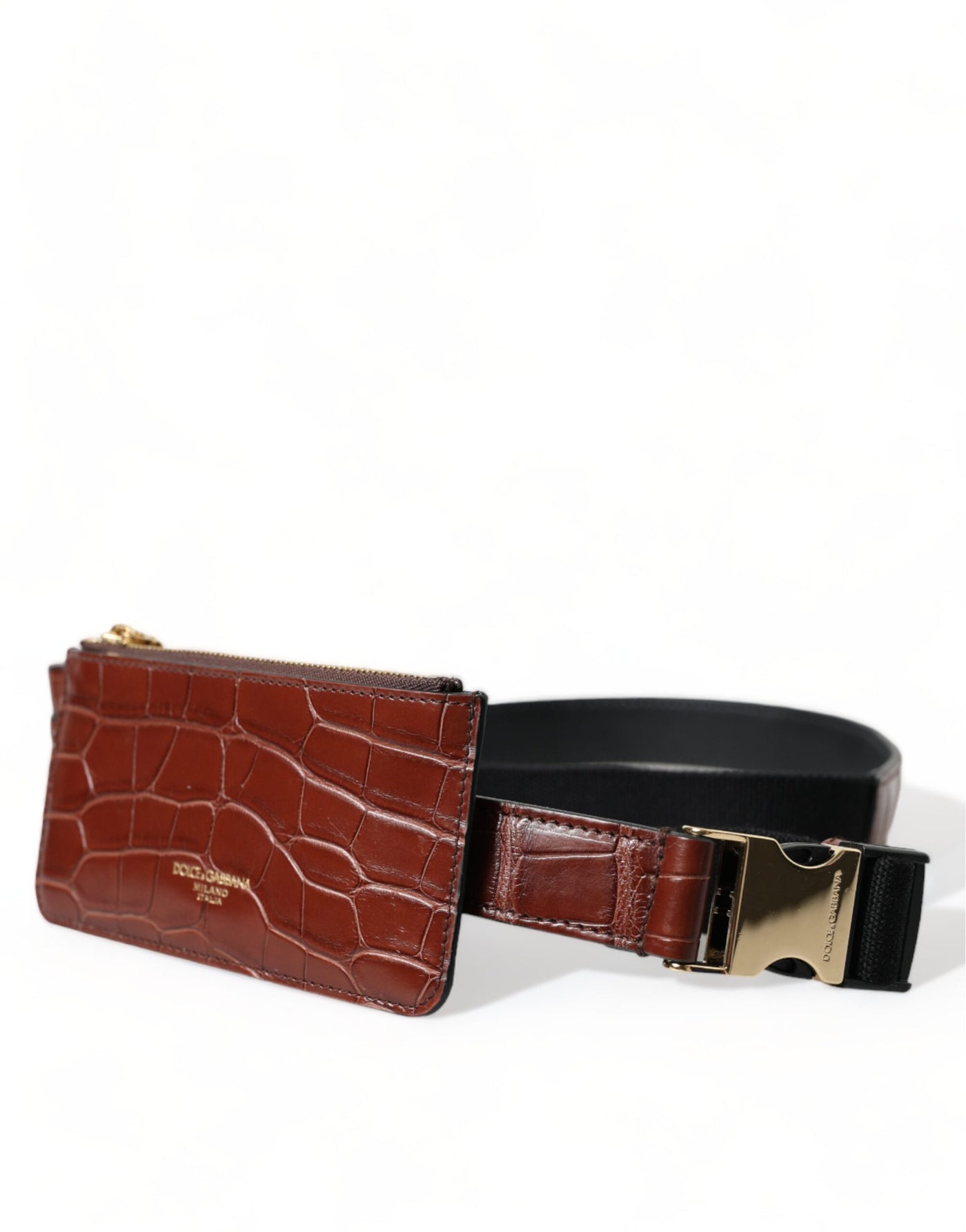 Dolce &amp; Gabbana Bruin Alligatorleren Airpods Hoesje Munten Portemonnee