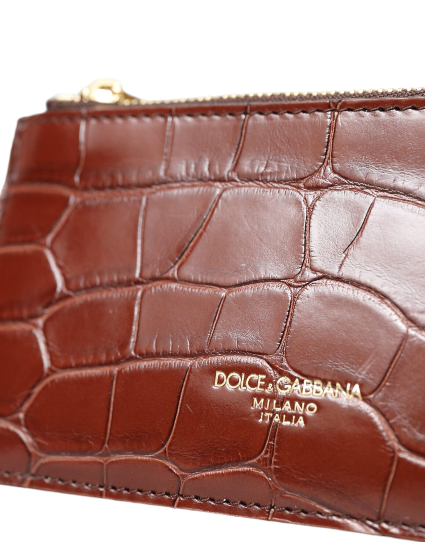 Dolce &amp; Gabbana Bruin Alligatorleren Airpods Hoesje Munten Portemonnee