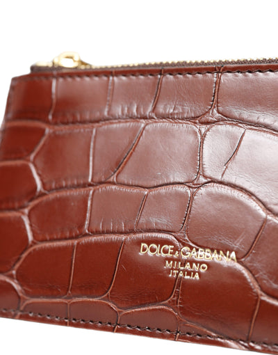 Dolce &amp; Gabbana Bruin Alligatorleren Airpods Hoesje Munten Portemonnee