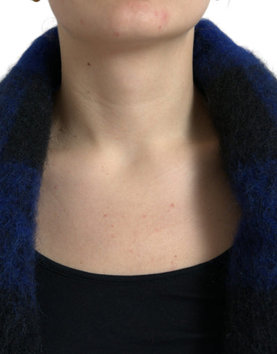 Dolce &amp; Gabbana Pull-manteau poncho à carreaux de buffle noir et bleu