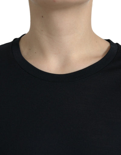 Dolce &amp; Gabbana Zwart Wollen T-shirt met Korte Mouwen en Ronde Hals