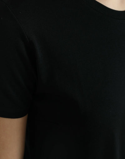 Dolce &amp; Gabbana Zwart Wollen T-shirt met Korte Mouwen en Ronde Hals