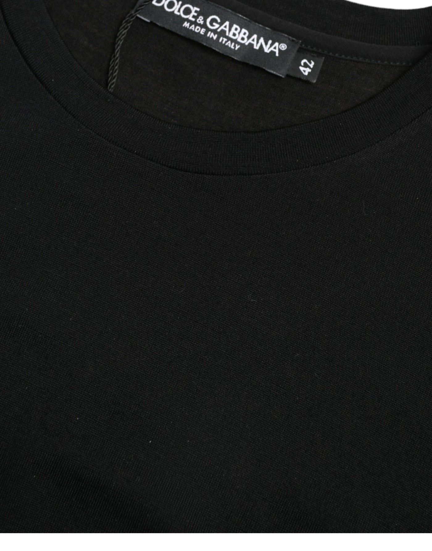Dolce &amp; Gabbana Zwart Wollen T-shirt met Korte Mouwen en Ronde Hals
