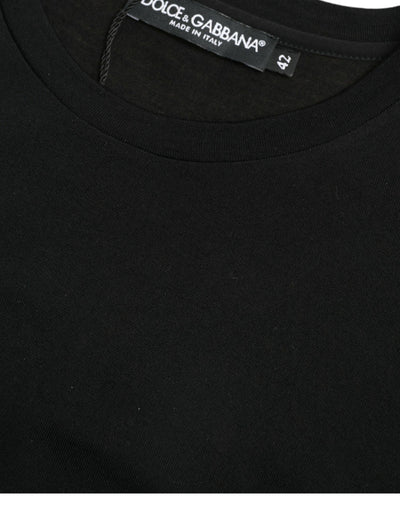 Dolce &amp; Gabbana Zwart Wollen T-shirt met Korte Mouwen en Ronde Hals