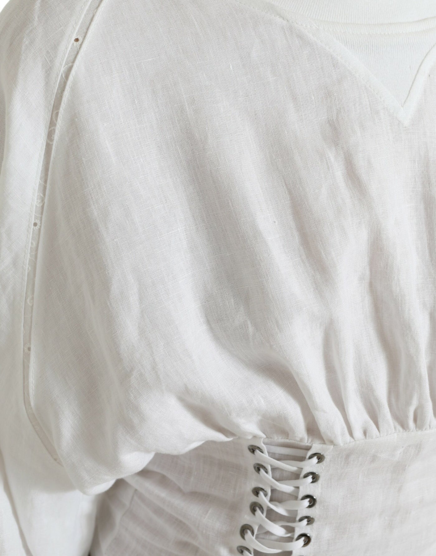Dolce &amp; Gabbana wit katoenen korset, cropped, lange mouwen, bovenkleding