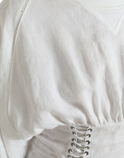 Dolce &amp; Gabbana wit katoenen korset, cropped, lange mouwen, bovenkleding