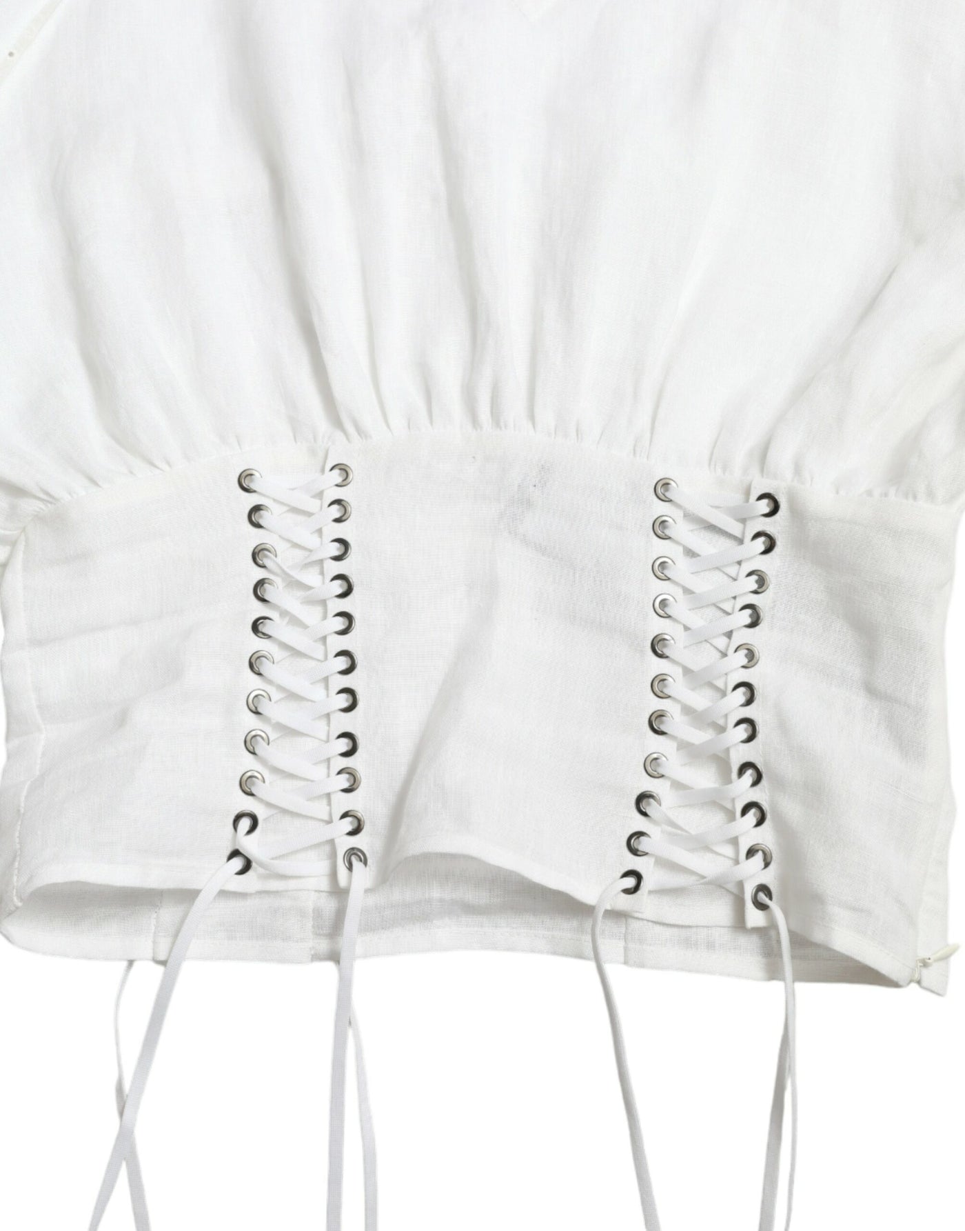 Dolce &amp; Gabbana wit katoenen korset, cropped, lange mouwen, bovenkleding