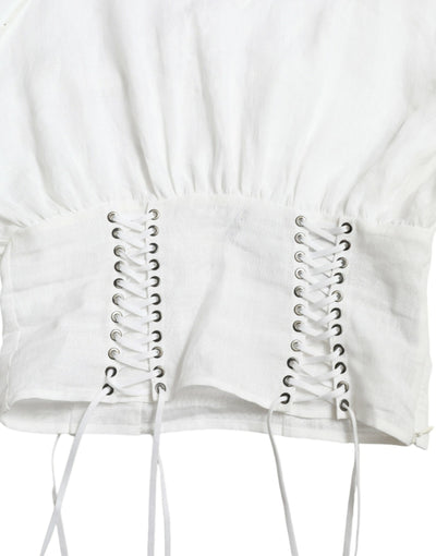 Dolce &amp; Gabbana wit katoenen korset, cropped, lange mouwen, bovenkleding