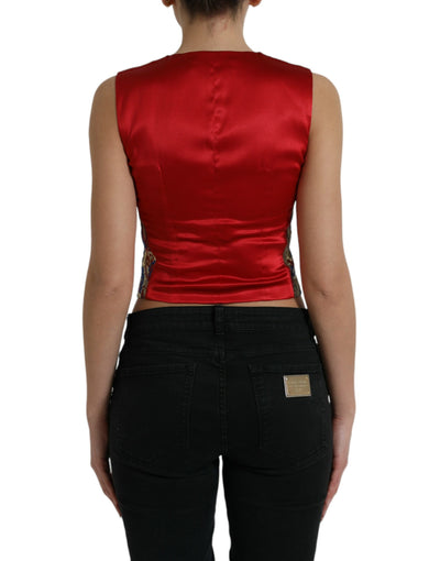 Gilet sans manches à boutons en jacquard multicolore Dolce &amp; Gabbana