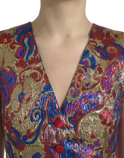 Gilet sans manches à boutons en jacquard multicolore Dolce &amp; Gabbana