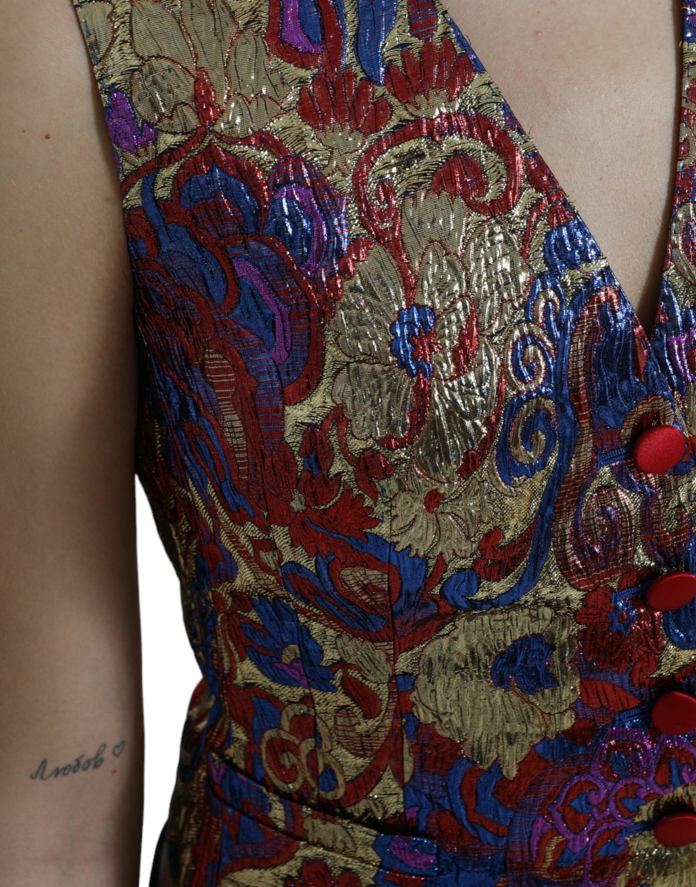 Gilet sans manches à boutons en jacquard multicolore Dolce &amp; Gabbana