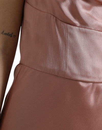 Robe longue à bretelles spaghetti en soie rose Dolce &amp; Gabbana