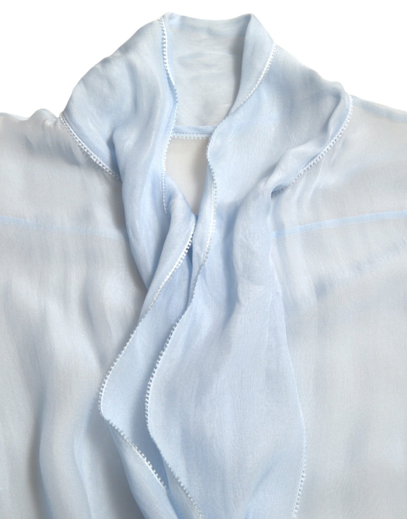 Dolce &amp; Gabbana Blauwe Blouse Top met Lange Mouwen en Ascot Kraag