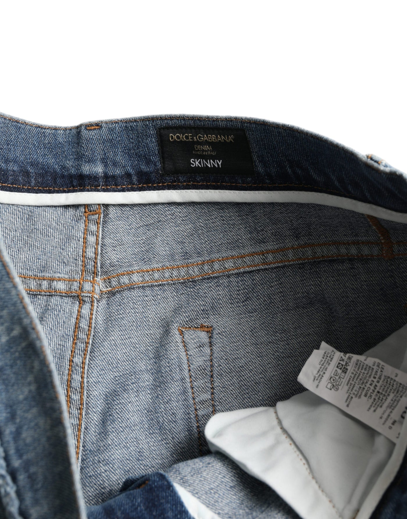 Jean skinny en coton stretch délavé bleu Dolce &amp; Gabbana