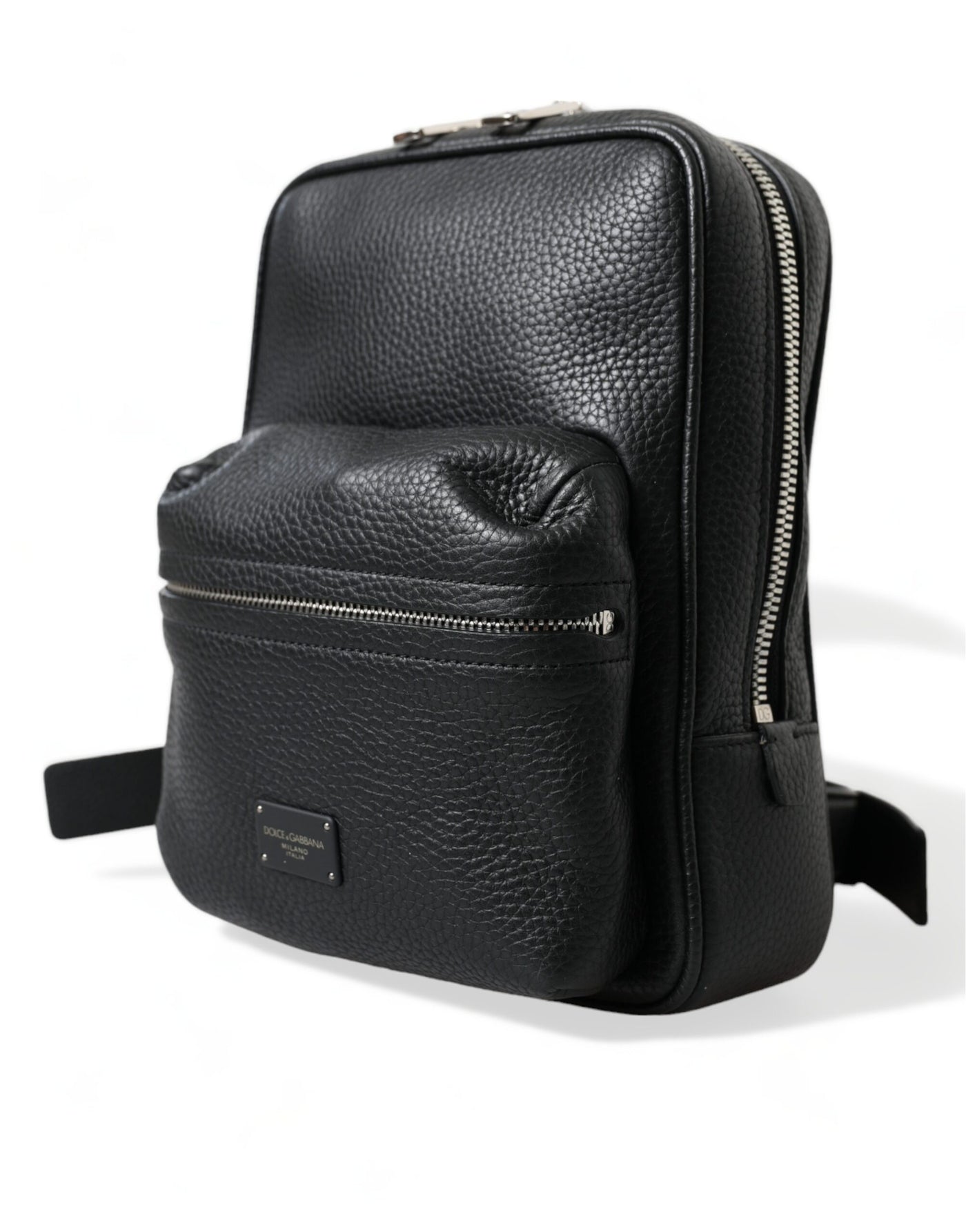 Sac à dos Palermo en cuir de veau noir avec logo Dolce &amp; Gabbana