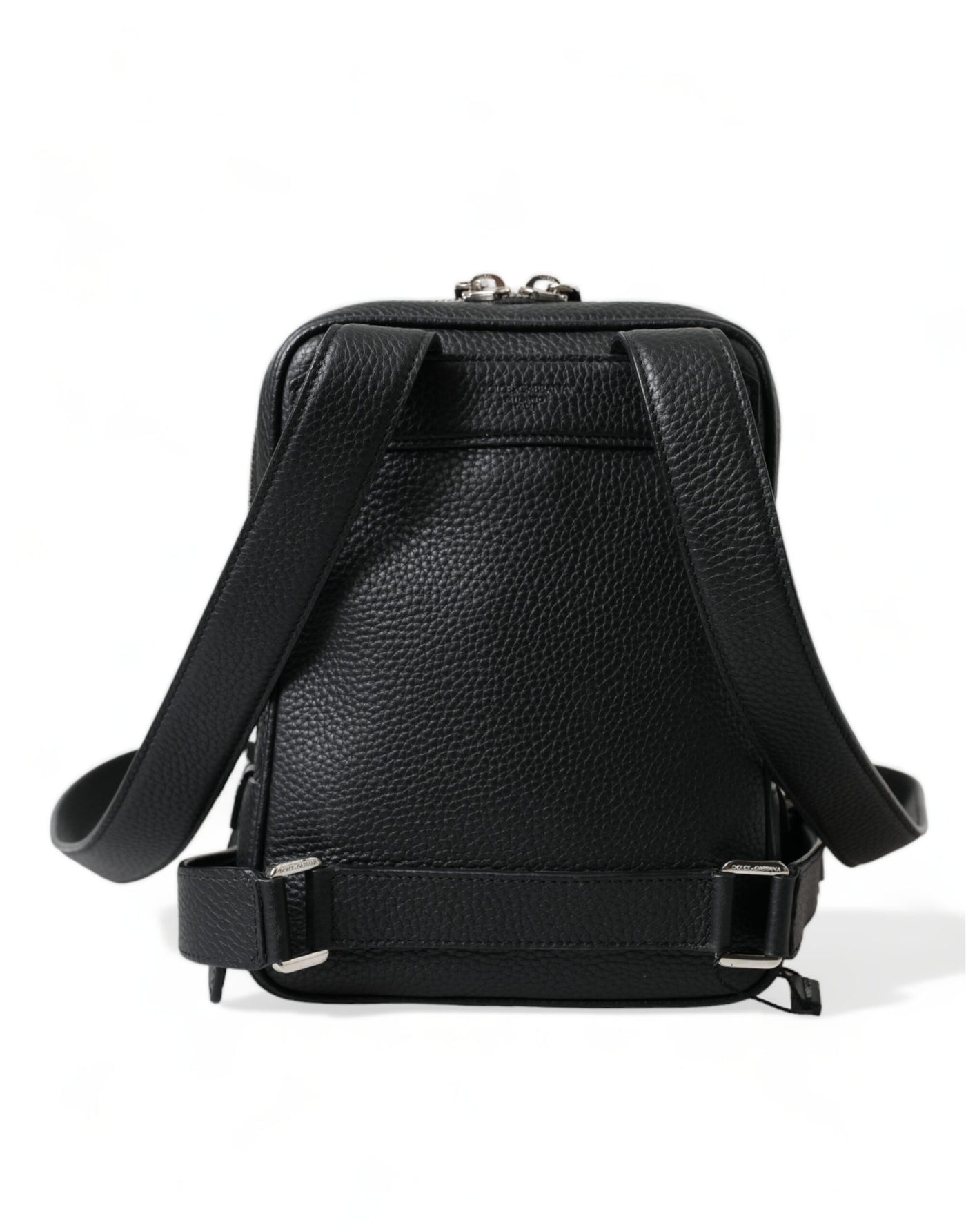 Sac à dos Palermo en cuir de veau noir avec logo Dolce &amp; Gabbana