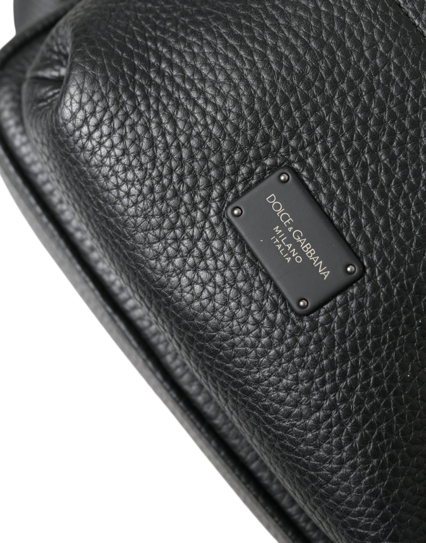 Sac à dos Palermo en cuir de veau noir avec logo Dolce &amp; Gabbana