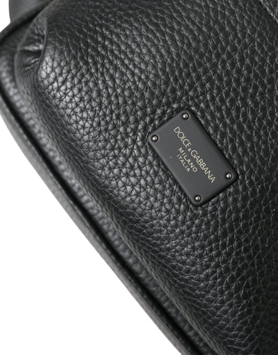 Sac à dos Palermo en cuir de veau noir avec logo Dolce &amp; Gabbana