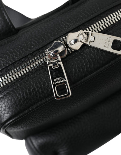 Sac à dos Palermo en cuir de veau noir avec logo Dolce &amp; Gabbana
