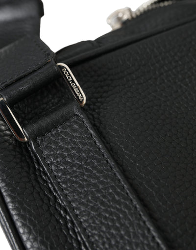 Sac à dos Palermo en cuir de veau noir avec logo Dolce &amp; Gabbana