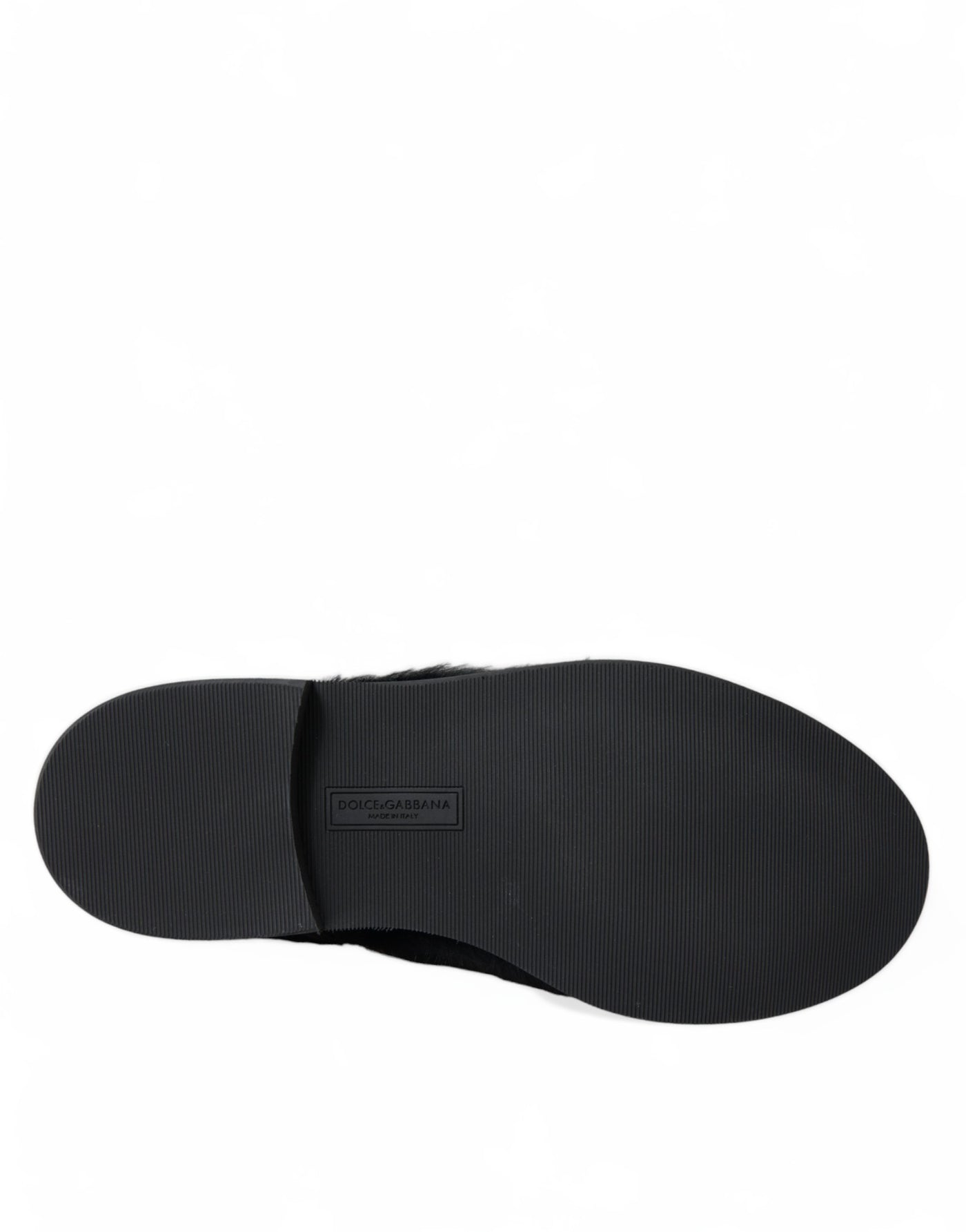 Dolce &amp; Gabbana Zwarte Leren Veterschoenen met Bont