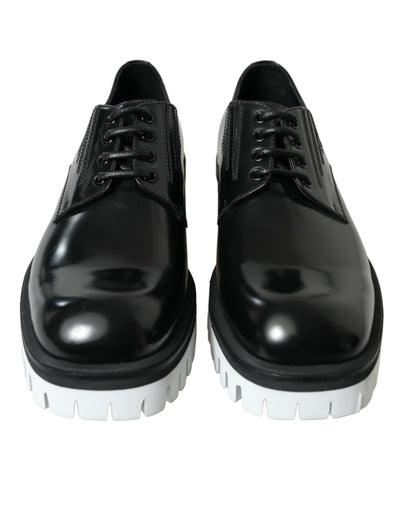 Dolce &amp; Gabbana zwart-witte leren veterschoenen met derby-motief