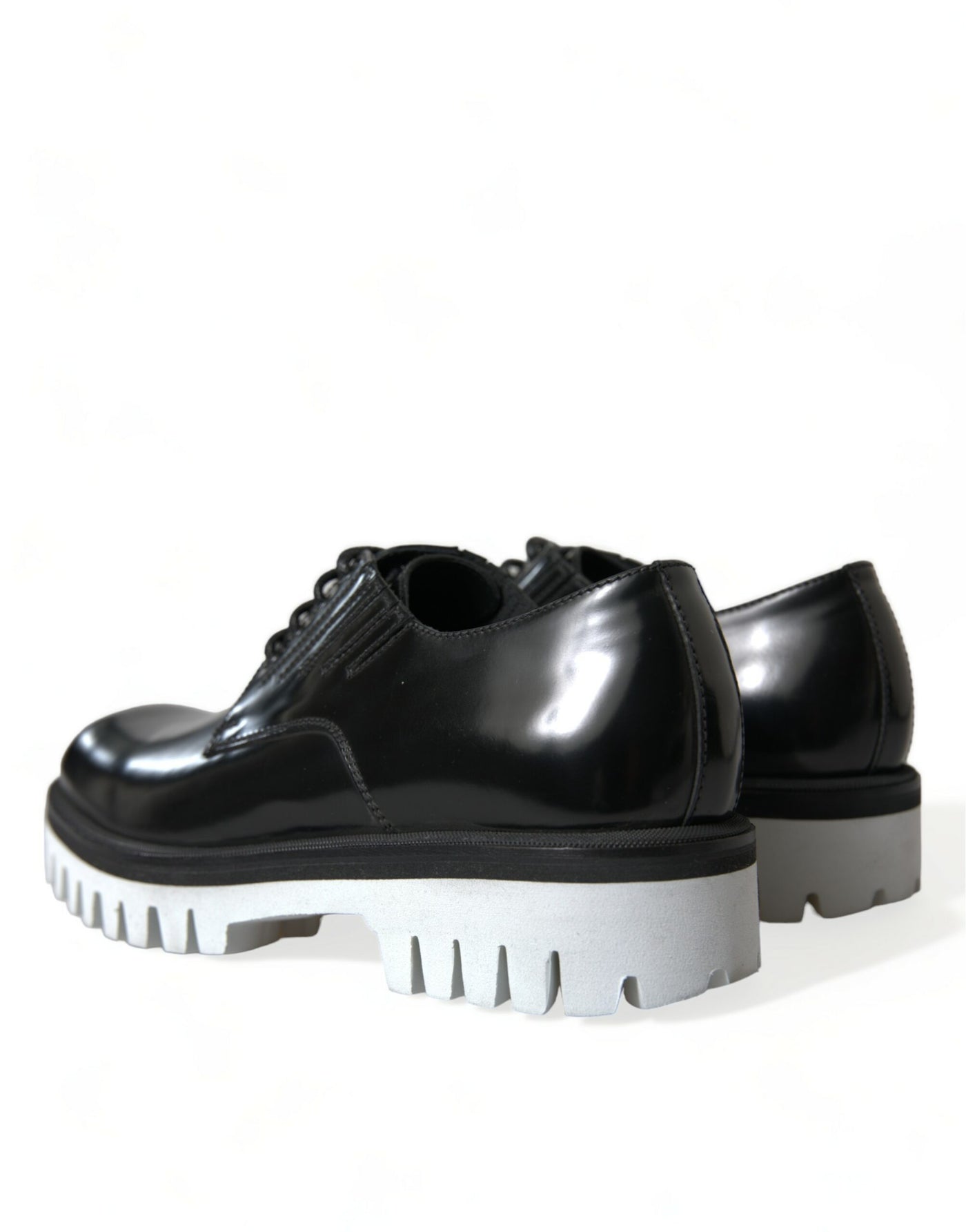 Dolce &amp; Gabbana zwart-witte leren veterschoenen met derby-motief