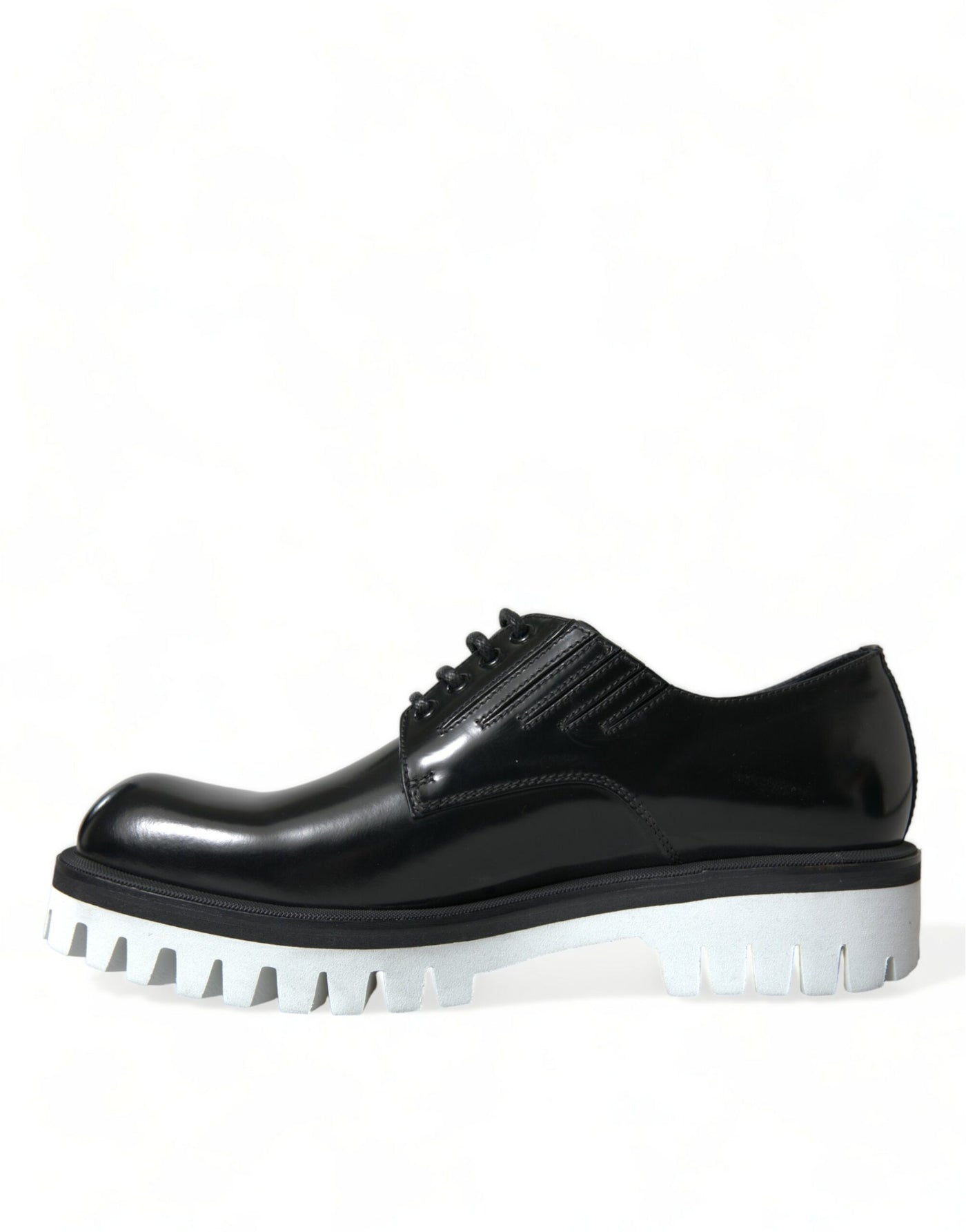Dolce &amp; Gabbana zwart-witte leren veterschoenen met derby-motief