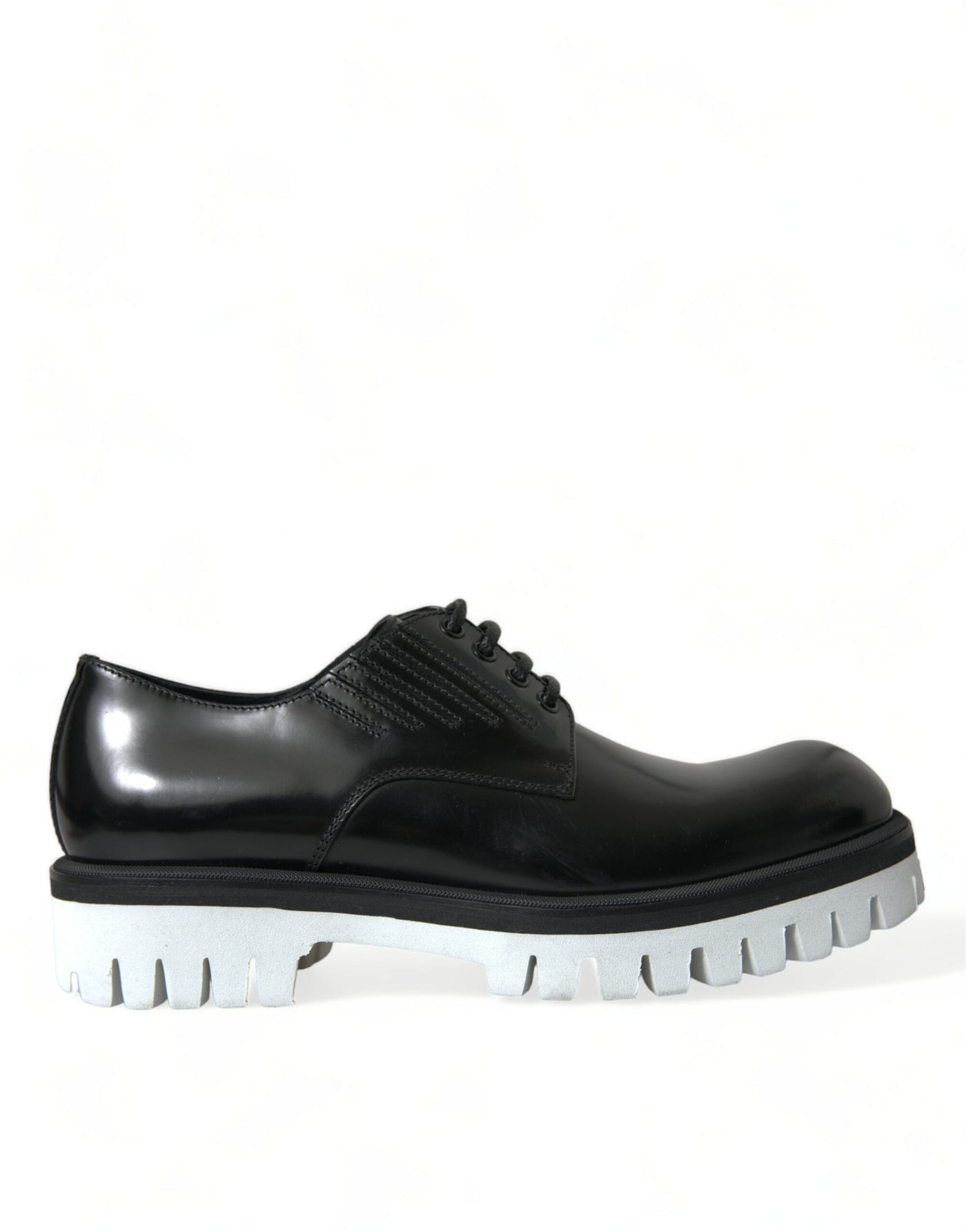 Dolce &amp; Gabbana zwart-witte leren veterschoenen met derby-motief