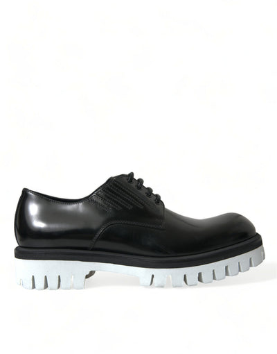 Dolce &amp; Gabbana zwart-witte leren veterschoenen met derby-motief
