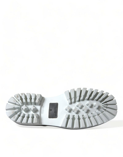 Dolce &amp; Gabbana zwart-witte leren veterschoenen met derby-motief