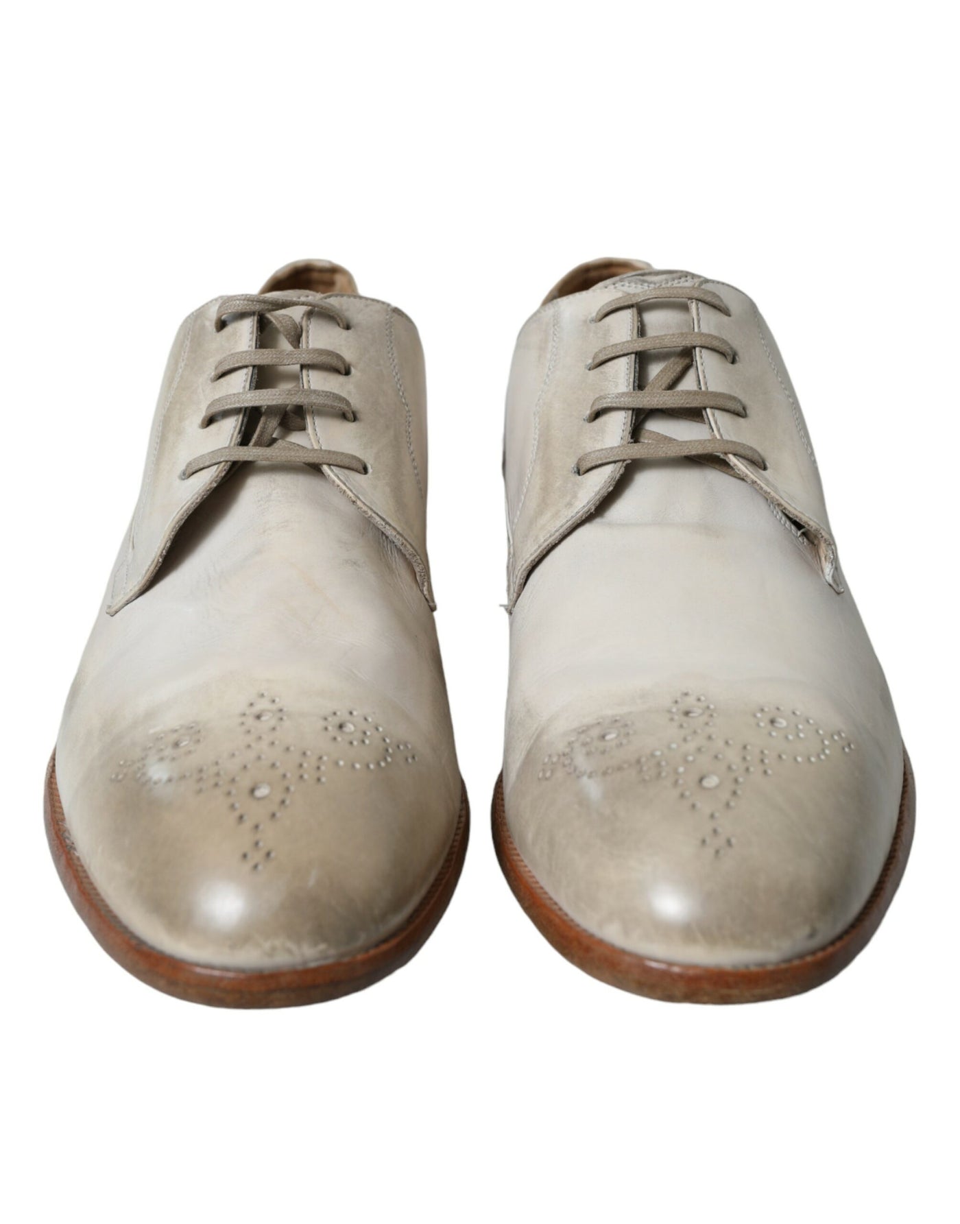 Dolce &amp; Gabbana Witte Derby-schoenen van verweerd leer