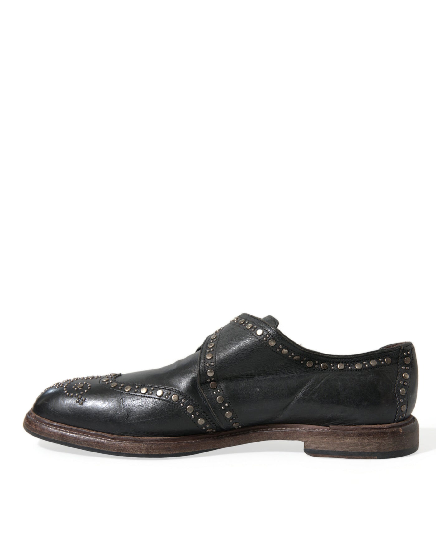 Dolce &amp; Gabbana Zwarte Leren Monk Strap Dress Shoes met Studs
