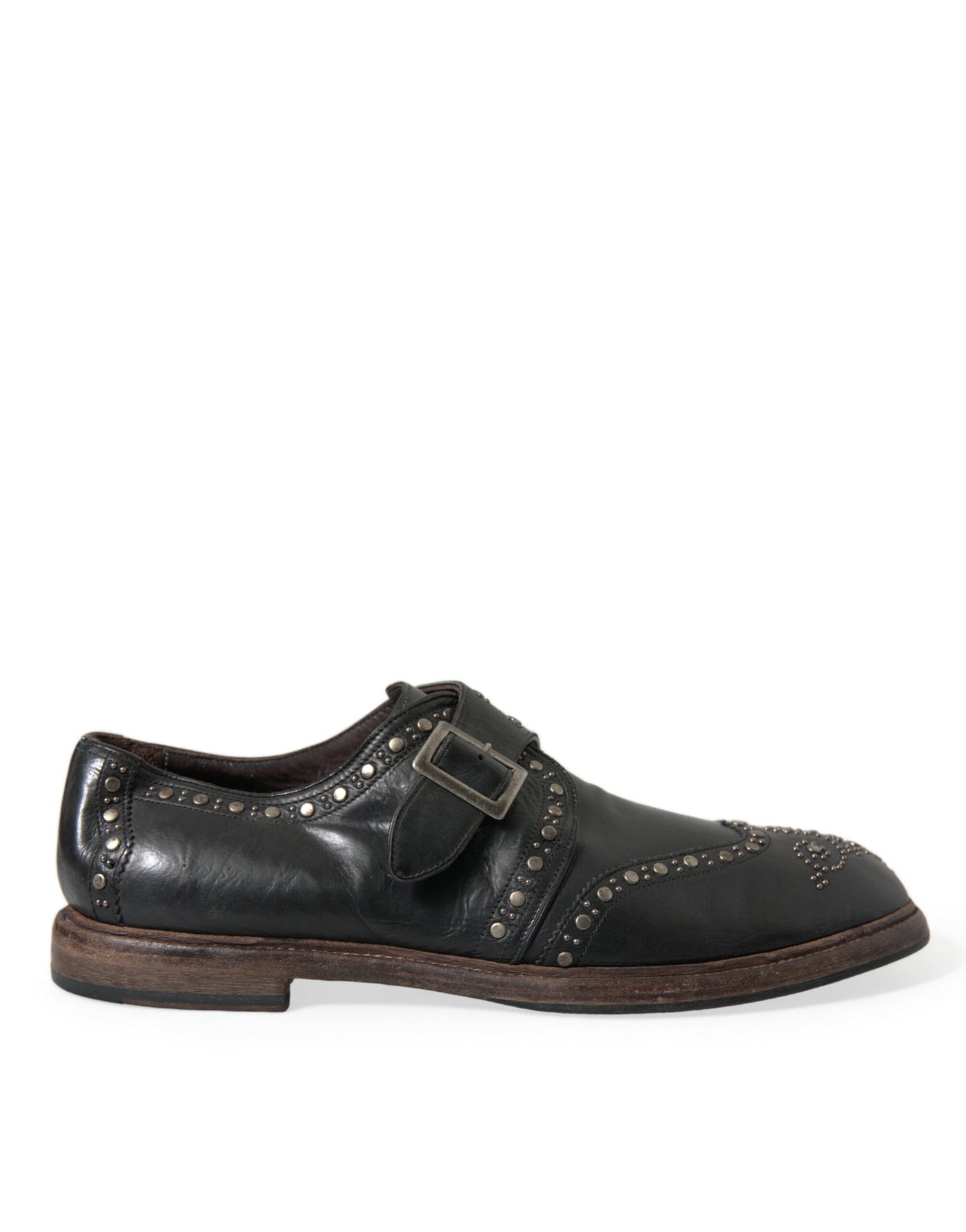 Dolce &amp; Gabbana Zwarte Leren Monk Strap Dress Shoes met Studs