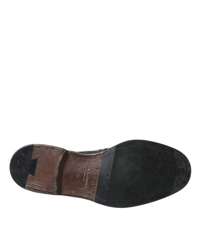 Dolce &amp; Gabbana Zwarte Leren Monk Strap Dress Shoes met Studs